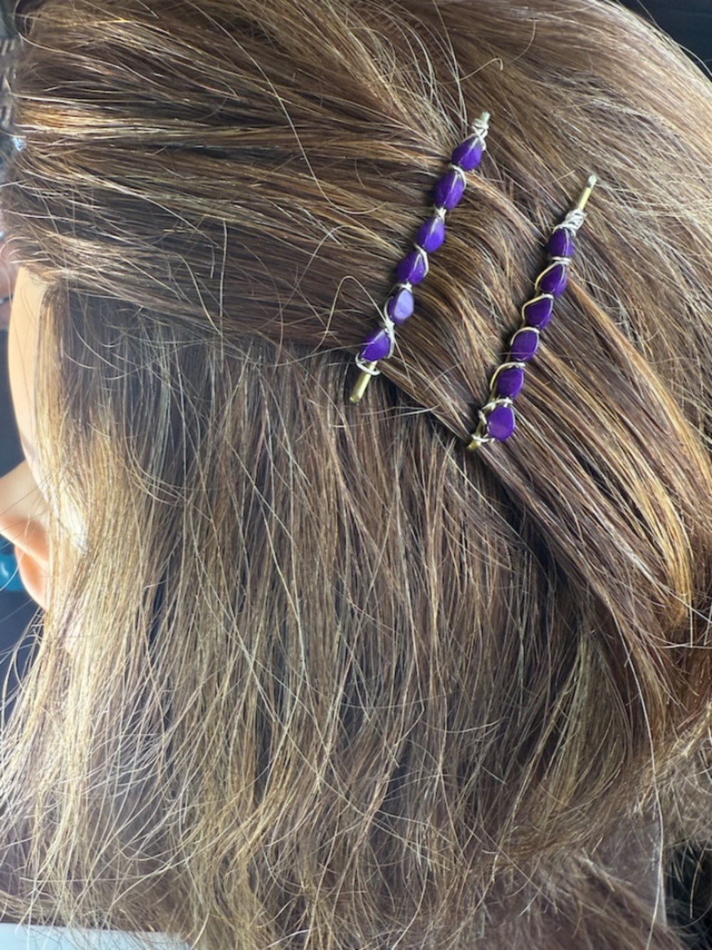 Purple Pinch Beads Lavender Beaded Bobby Pins